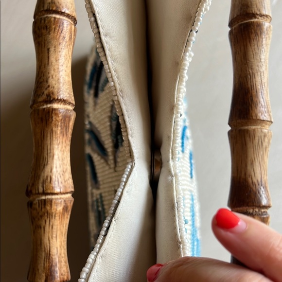 Viral Beaded Floral Bag with Bamboo Handle - Picture 12 of 13